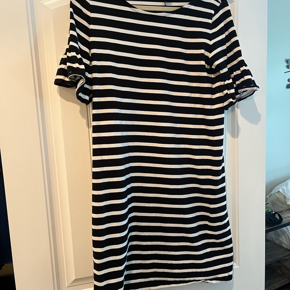 J. Crew Black and White Striped Mini Dress